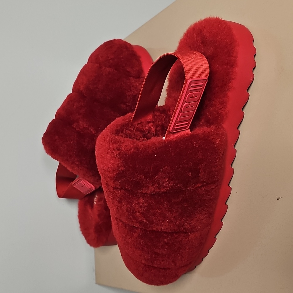 UGG Super Fluff Genuine Shearling Slingback Slipper Size 12